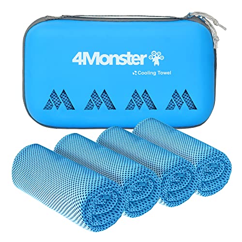 4Monster Kühlhandtücher, 4 Stück kühle kalte Handtücher, saugfähiges Reisehandtuch, schnell trocknendes Handtuch, Campinghandtuch für Fitnessstudio, Schwimmen, Rucksackreisen (Blau, 100 * 30cm) von 4Monster