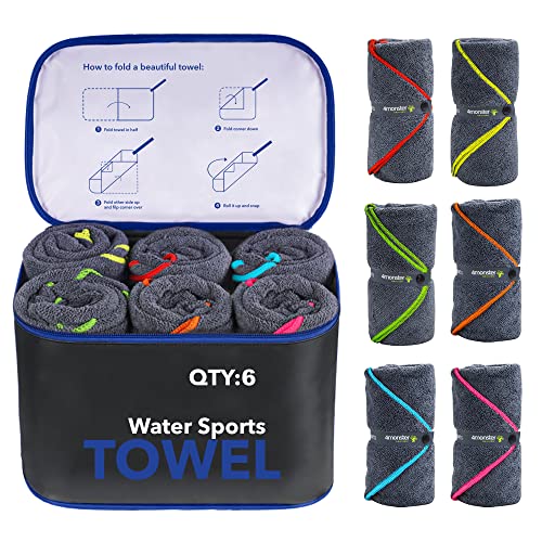 4Monster Mikrofaser Handtücher 6er Set, Ultra Saugfähige Leichte Schnelltrocknende Reisehandtücher Sporthandtücher für Reisen Sport Turnhalle (Schwarz) von 4Monster