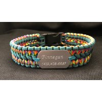 Hundehalsband Aus Paracord Mit Angenähtem Id-Tag, 3 cm Breite, Seitliches Cobra-Muster | Farben Und Größe Wählbar von 4PawsOnlyNovelties