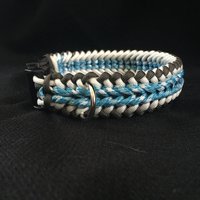 Paracord Hundehalsband in Der Breiten Santified Weave Grau, Weiß Und Wellenfarben | Wunschgröße von 4PawsOnlyNovelties