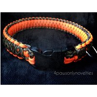 Traditionelles Camoflauge Mit Orangem Paracord Hundehalsband | Maßanfertigung von 4PawsOnlyNovelties