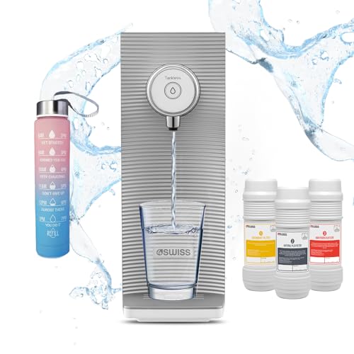 4SWISS Filtersystem für Hauswasser, 5-stufiges direktes Trinkwasserfiltersystem mit drei austauschbaren Kartuschen und vier Wasserdosiermodi (Weiß) von 4Swiss