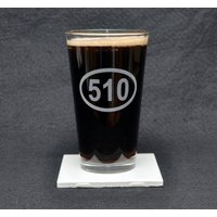 510 California State Telephone Area Code, Oakland, Illinois, Geätztes Bier Pint Glas - Made in Usa von 4TheAdventure