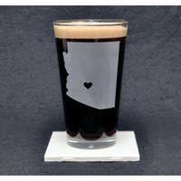 Arizona Az Bier Pint Glas Mit Optionalem Herz Oder Stern Platziert Über Einem Ort Und Personalisiertem Text, Individuelles Geschenk, 16 Oz, Made in von 4TheAdventure