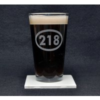 Duluth, Mn Minnesota Telephone Area Code 218 Geätztes Bier Pint Glas - Made in Usa Uff Da von 4TheAdventure