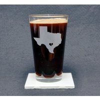 Texas Tx Bier Pint Glas Mit Optionaler Location Herz, Stern Oder Personalisierung, Lone Star State Geschenk, 16 Oz, Made in Usa von 4TheAdventure