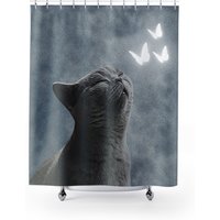 Qualitativer Textil-Duschvorhang Badezimmer Duschvorhang Katze 180 von 4ThePrincess