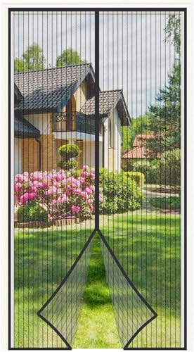 4UMOR Fliegengitter Balkontür 120x220cm stärkere Magnete Fliegengitter Tür Ohne Bohren Insektenschutz Balkontür für Balkontür Wohnzimmer Terrassentür Türvorhang Fliegenvorhang Nicht Kürzbar Schwarz von 4UMOR