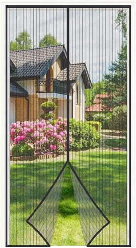 4UMOR Fliegengitter Balkontür 160x225cm stärkere Magnete Fliegengitter Tür Ohne Bohren Insektenschutz Balkontür für Balkontür Wohnzimmer Terrassentür Türvorhang Fliegenvorhang Nicht Kürzbar Schwarz von 4UMOR