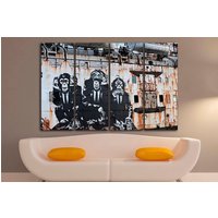 3 Weise Affen Wand Kunst Leinwand Nicht Sprechen Nicht Böse Hören Sehen Kein Bösewicht Street Kunstdruck Wise Dekor Graffiti Banksy Stil Geschenk von 4YOUcanvas