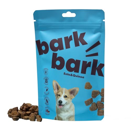 BarkBark Ente & Quinoa - Premium Hundeleckerli - Monoprotein 72% Ente - Glutenfrei & Zuckerfrei - ideal für Allergiker Hunde - zur täglichen Ergänzung als Snack - natürlich Getreidefrei - 150g von 4barks