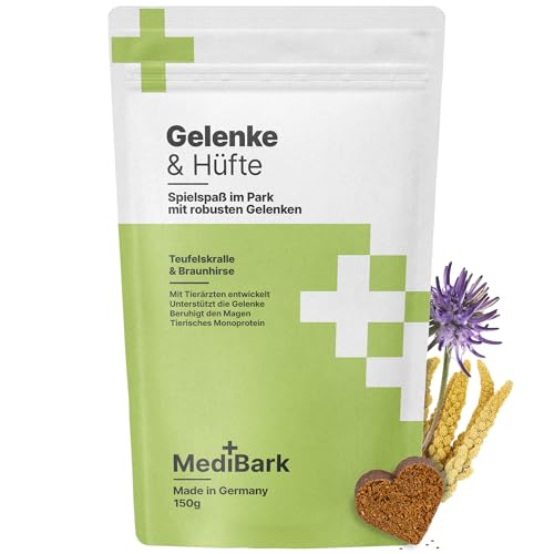 MediBark Gelenke & Hüfte - Hundeleckerli mit Teufelskralle & Braunhirse - für gesunde Knochen & Mobilität - unterstützt Knorpel - Gluten- & Zuckerfrei - Leckerlis gegen Hüftprobleme - 450 Stück von 4barks