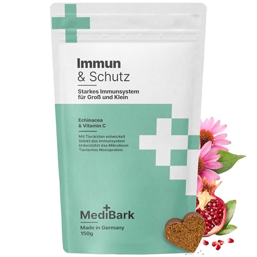MediBark Immun & Schutz - Hundeleckerli mit Echinacea & Vitamin C - fördert Abwehrkräfte - Glutenfrei & Zuckerfrei - tägliche Vitamine & Antioxidantien - Leckerlis für Hunde - 450 Stück MediBark Immun & Schutz - Hundeleckerli mit Echinacea & Vitamin C - fördert Abwehrkräfte - Glutenfrei & Zuckerfrei - tägliche Vitamine & Antioxidantien - Leckerlis für Hunde - 450 Stück von 4barks