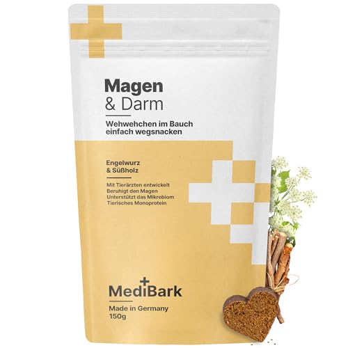MediBark Magen & Darm - Hundeleckerli mit Engelwurz & Süßholz - für Verdauung & Darmflora - fördert das Immunsystem - Glutenfrei & Zuckerfrei - Leckerlis bei Übelkeit & Durchfall - 225 Stück MediBark Magen & Darm - Hundeleckerli mit Engelwurz & Süßholz - für Verdauung & Darmflora - fördert das Immunsystem - Glutenfrei & Zuckerfrei - Leckerlis bei Übelkeit & Durchfall - 225 Stück von 4barks