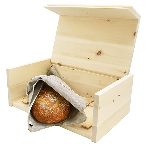 4betterdays.com NATURlich leben! Edler Brotkasten aus Zirbenholz – 35x26x16 cm – mit Einlegegitter und Bäckerleinen – hochklappbar – Handarbeit aus Österreich von 4betterdays.com NATURlich leben!