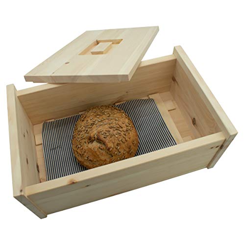 4betterdays.com NATURlich leben! Hochwertige Brotdose aus massivem Zirbenholz - 42x26x16 cm - Brotkasten mit abnehmbarem Deckel inkl. Gitter & Bienenwachstuch - aus Österreich von 4betterdays.com NATURlich leben!