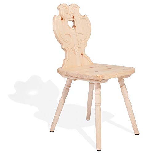 4betterdays.com NATURlich leben! Klassischer Bauernstuhl aus hochwertigem Zirbenholz - Traditioneller Holzstuhl - Landhausstuhl - Sitzhöhe: 45 cm, Sitztiefe: 38 cm - Handarbeit aus Südtirol von 4betterdays.com NATURlich leben!