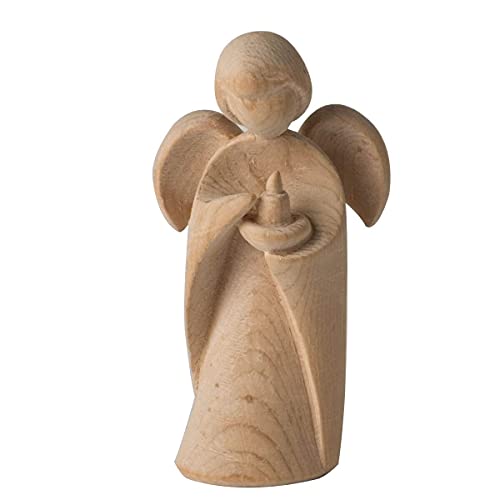 4betterdays.com NATURlich leben! Klassischer Schutzengel aus Zirbenholz - mit Kerze - Höhe 9cm - Geschenk zur Taufe oder zu Weihnachten - Handwerk aus Südtirol von 4betterdays.com NATURlich leben!