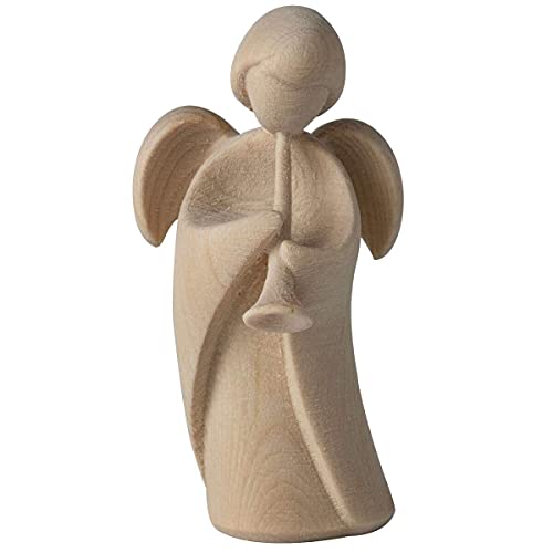 4betterdays.com NATURlich leben! Klassischer Schutzengel aus Zirbenholz - mit Trompete - Höhe 9cm - Geschenk zur Taufe oder Kommunion - Handwerk aus Südtirol von 4betterdays.com NATURlich leben!
