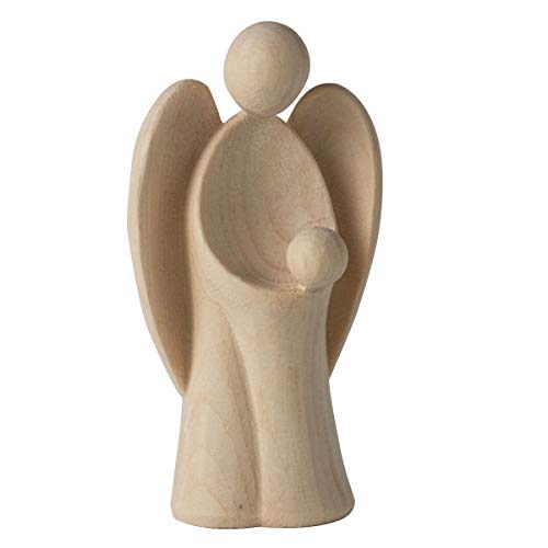 4betterdays.com NATURlich leben! Moderner Schutzengel aus Zirbenholz - mit Bub - Höhe 9cm - Geschenk zur Taufe oder zu Weihnachten - Geschenk zur Geburt/Mitbringsel - Handwerk aus Südtirol von 4betterdays.com NATURlich leben!