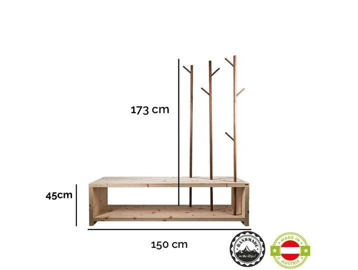 Massivholz Garderobe/Sitzbank 'MyStyle' 3 Kleiderstangen aus Nussholz B 150 x T 50 x H 45 cm verschiedenen Stärken und Holzarten echte Handarb von 4betterdays