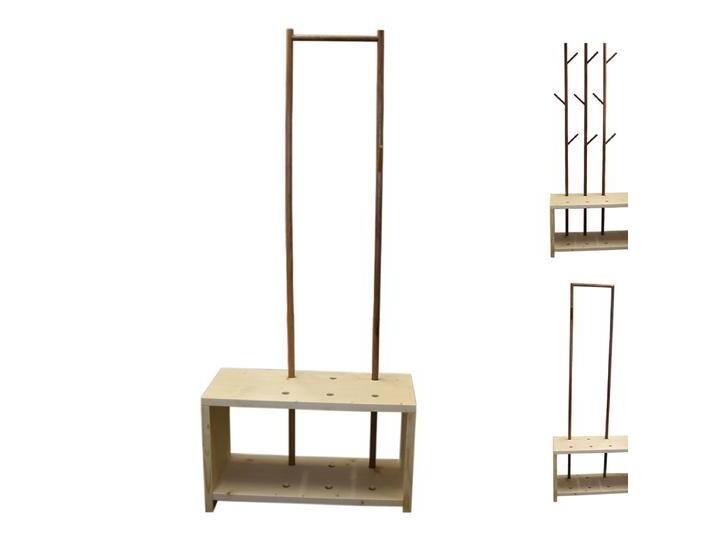 Massivholz Garderobe/Sitzbank 'MyStyle - Small' L 75 x T 30 x H 45 cm in verschiedenen Holzarten und Stärken mit verschiedenen Kleiderstangen au von 4betterdays