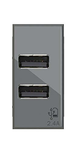 Stecker USB 2.4 A 2 Ausgänge auf einzelnes Modul kompatibel mit Bticino Axolute anthrazit von 4Box