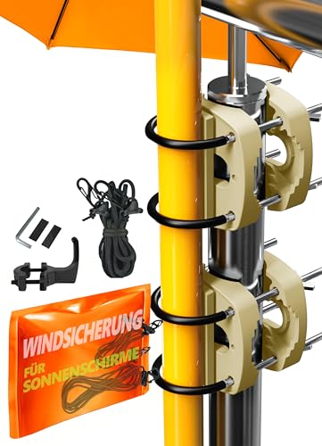 4happy 2 x Sonnenschirmhalter Balkongeländer SunnyEasy + Windsicherung für Schirme -Schirmhalterung Balkongeländer als balkonhalterung für sonnenschirme - Sonnenschirm Balkon Halterung, Sandbraun 4happy 2 x Sonnenschirmhalter Balkongeländer SunnyEasy + Windsicherung für Schirme -Schirmhalterung Balkongeländer als balkonhalterung für sonnenschirme - Sonnenschirm Balkon Halterung, Sandbraun von 4happy