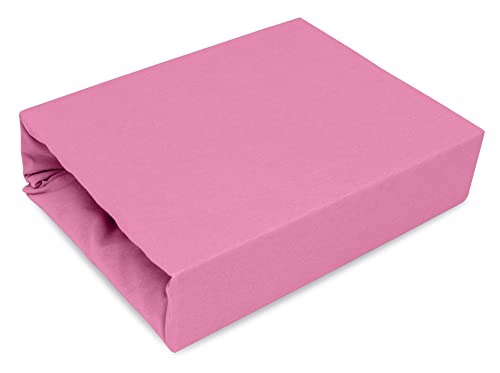 Best for Kids Spannbettlaken Spannbetttuch 100% Baumwolle Jersey in 22 Farben und 9 Größen (120x200, Rosa) von 4myBaby GmbH