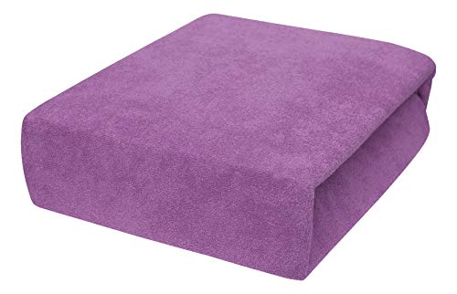 SPANNBETTLAKEN MIT NEUSTER TECHNIK HERGESTELLT mit Gummizug Frottee Frotte 80x160, 80x180, 80x200-23 Farben 80x180, Violett von 4myBaby GmbH