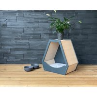 Modernes Hundehaus, Modernes Katzenhaus, Sperrholzhaus Für Katze, Holzhaus Mit Kissen Haustierbett, Haustierhaus von 4pawsshopDesign