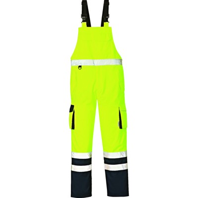 Warnschutz-Latzhose CHICAGO 3486, warngelb/navy, Größe XXL von 4protect