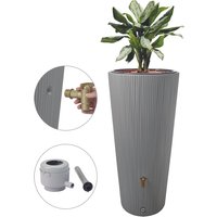 VASO 2in1 DECOR Regenspeicher 220 Liter inkl. Anschlussset und Auslaufhahn zinkgrau von 4rain