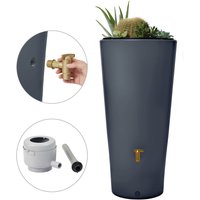 VASO 2in1 Regenspeicher 220 L graphite grey inkl. Anschlussset und Auslaufhahn von 4rain