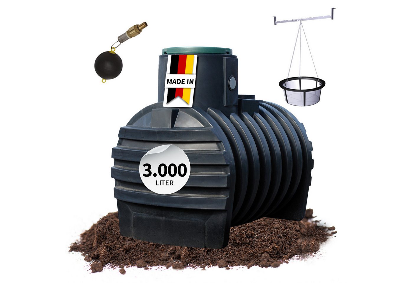 4rain Wasserreservoir MONO Retentionszisterne 3000 Liter inkl. Tankabdeckung von 4rain