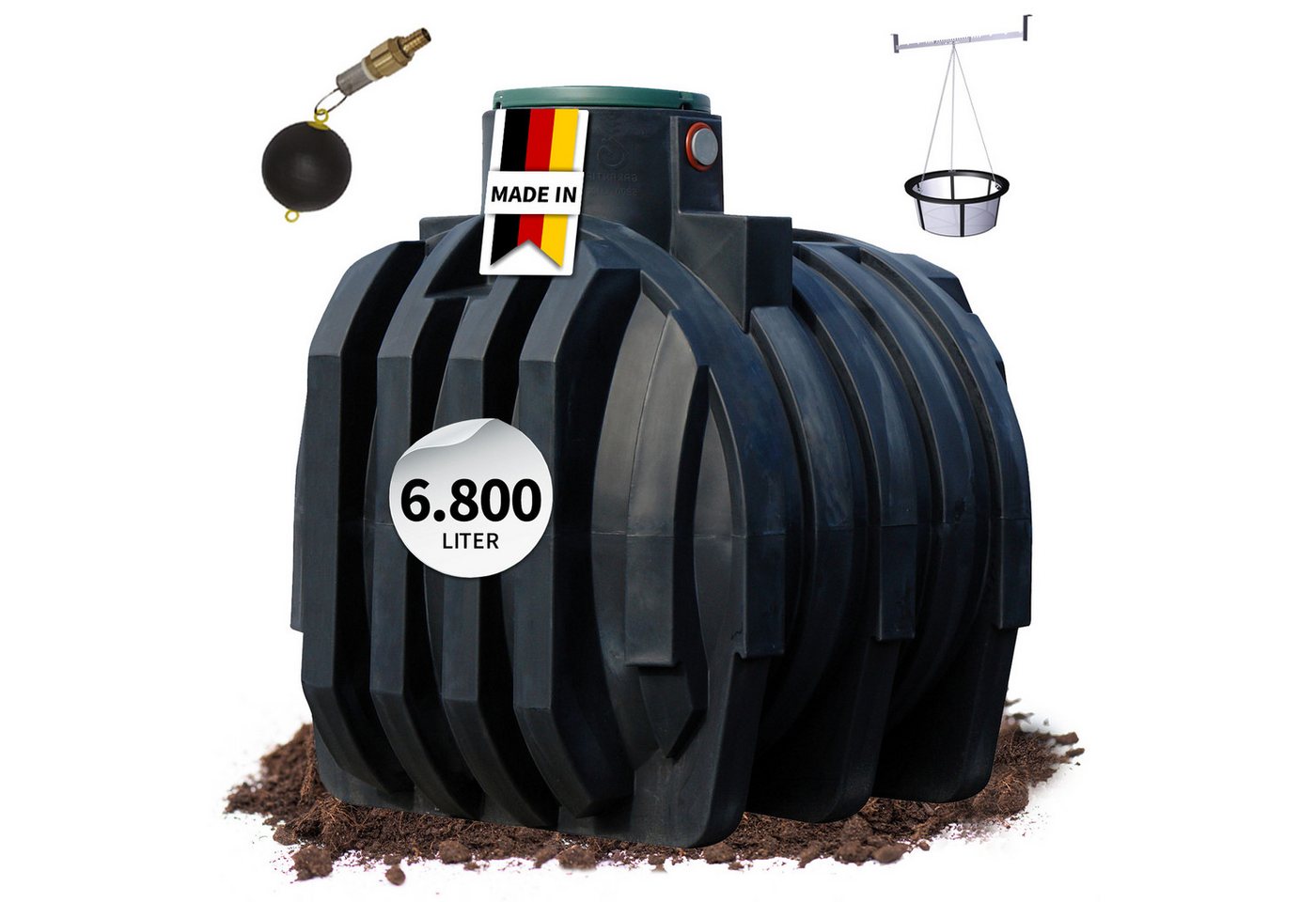 4rain Wasserreservoir MONO Retentionszisterne 6800 Liter inkl. Tankabdeckung von 4rain