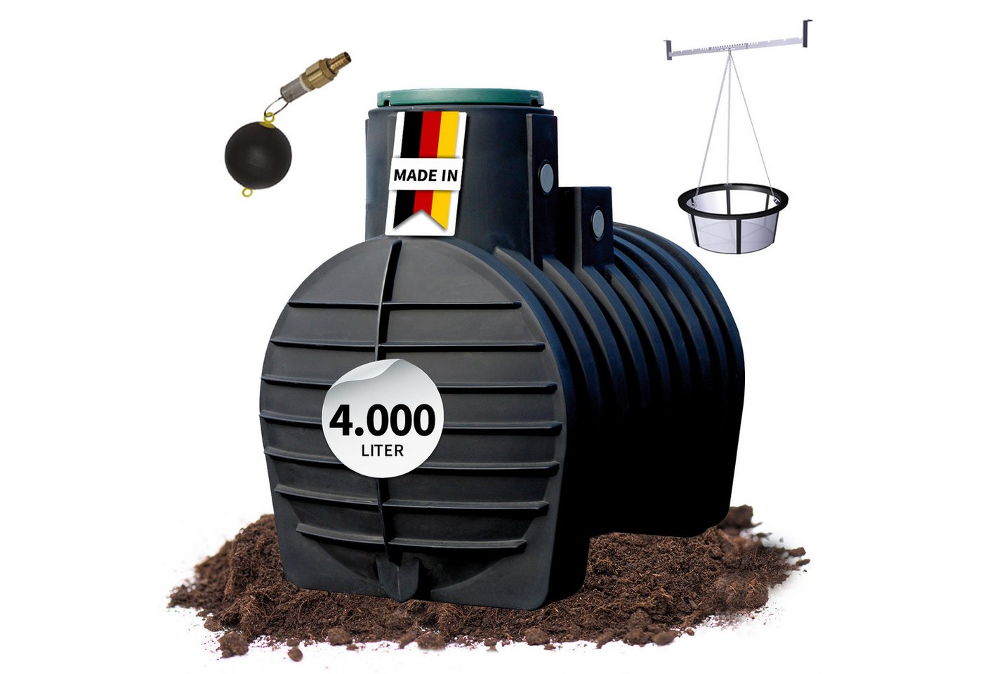 4rain Wasserreservoir MONO Retentionszisterne Plus 4000 Liter inkl. Tankabdeckung von 4rain