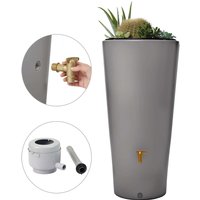 VASO 2in1 Regenspeicher 220 L zinkgrau inkl. Anschlussset und Auslaufhahn von 4rain
