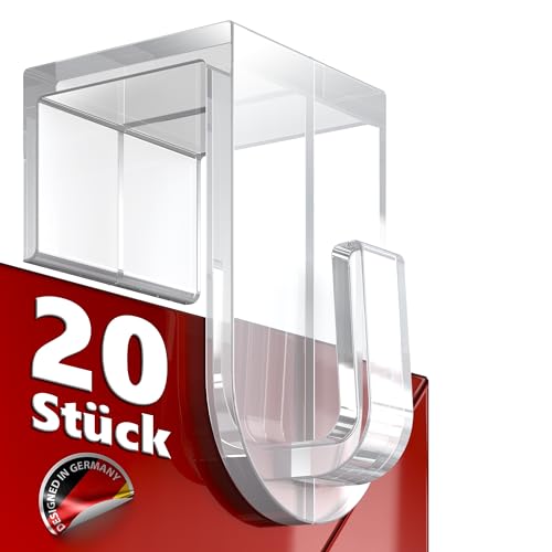 4smile Fensterhaken zum Einhängen - 20 Stück Fenster Aufhänger (bis 16 mm) als Haken für Fensterdeko - Fenster- und Türhaken transparent, ohne bohren Fenster Haken Aufhängung Deko Weihnachten von 4smile
