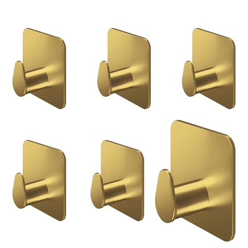 4smile Handtuchhaken ohne Bohren - 6er Set Goldene - Klebehaken für Bad und Küche, Ov style von 4smile