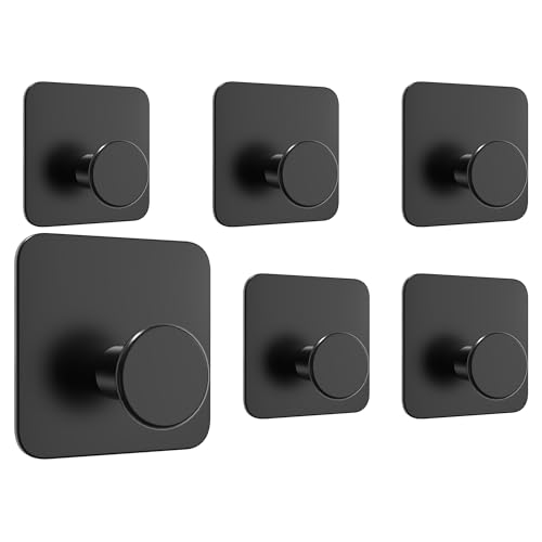 4smile Handtuchhaken ohne Bohren - 6er Set Schwarz - Klebehaken für Bad und Küche, Mz style von 4smile