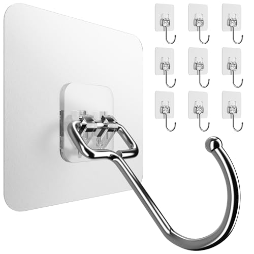 4smile Klebehaken extra-stark - 10 Stück selbstklebende Haken transparent, 15 kg Tragkraft - 180° drehbare Kleiderhaken selbstklebend, Wandhaken selbstklebend für Küche, Bad, Deko von 4smile