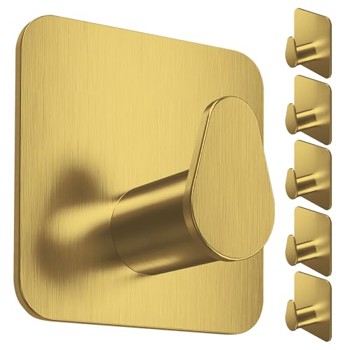 4smile Klebehaken oval - Handtuchhalter ohne Bohren - 6er Set Goldene von 4smile