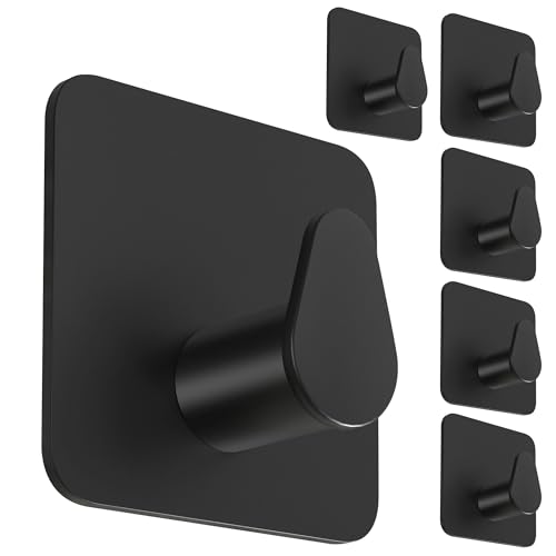 4smile Klebehaken oval - Handtuchhalter ohne Bohren - 6er Set Schwarz von 4smile