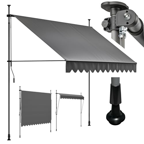4smile Klemmmarkise Anthrazit 300 x 145 cm - Hochwertige Markise Balkon ohne Bohren - Effektiver Sonnenschutz mit UV40+ - Balkonmarkise für Balkon, Terrasse und Garten von 4smile