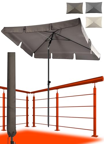 4smile Sonnenschirm + Sonnenschirm Schutzhülle - SET, Taupe - UV50+ Sonnenschirm rechteckig 200x125cm als Sonnenschutz Balkon - Balkonschirm höhenverstellbar, Knickfunktion von 4smile