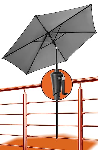 4smile Aluminium Sonnenschirm Balkon mit Kurbel - UV50+ Gartenschirm 280cm SunnyAmbience - Terrassenschirm, Marktschirm, Knickfunktion, Anthrazit von 4smile