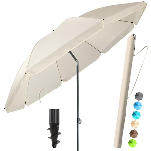 4smile Strandschirm SunnyJoy, Ø 180 cm Beige - UPF 50+ Sonnenschirm Strand mit Hülle, Sonnenschirm Balkon - Strandschirm windfest stabil, platzsparender Balkon Schirm als Ersatz für Kurbelschirm 4smile Strandschirm SunnyJoy, Ø 180 cm Beige - UPF 50+ Sonnenschirm Strand mit Hülle, Sonnenschirm Balkon - Strandschirm windfest stabil, platzsparender Balkon Schirm als Ersatz für Kurbelschirm von 4smile