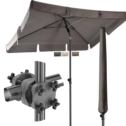 4smile Sonnenschirm Balkon SunnyShade, Sonnnenschutz Balkon SET 3-in-1, Taupe - UV50+ SunnyGuy Sonnenschirm rechteckig 200 x 125 cm + Sonnenschirmhalter Balkongeländer + Sonnenschirmhülle 4smile Sonnenschirm Balkon SunnyShade, Sonnnenschutz Balkon SET 3-in-1, Taupe - UV50+ SunnyGuy Sonnenschirm rechteckig 200 x 125 cm + Sonnenschirmhalter Balkongeländer + Sonnenschirmhülle von 4smile