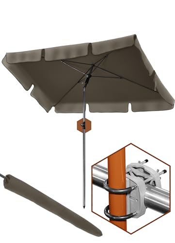 4smile Sonnenschirm Balkon SunnyShade Plus, Sonnnenschutz Balkon SET 3-in-1, Taupe - UV50+ Sonnenschirm rechteckig 200 x 125 cm + Sonnenschirmhalter Balkongeländer + Sonnenschirmhülle 4smile Sonnenschirm Balkon SunnyShade Plus, Sonnnenschutz Balkon SET 3-in-1, Taupe - UV50+ Sonnenschirm rechteckig 200 x 125 cm + Sonnenschirmhalter Balkongeländer + Sonnenschirmhülle von 4smile